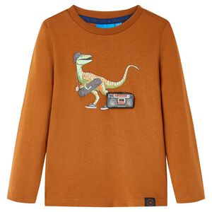 T-shirt med l&aring;nga &auml;rmar f&ouml;r barn konjaksbrun 104