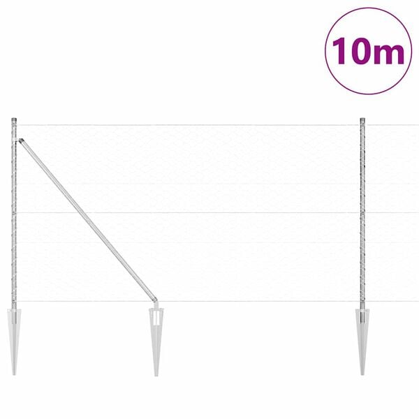 vidaXL St&auml;ngselstolpe Silver 10 x 1 m (50 mm n&auml;t) St&aring;l