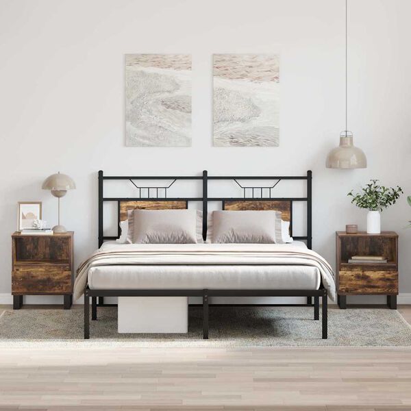 vidaXL Sängbord 2 st rökfärgad ek 40x35x50 cm konstruerat trä