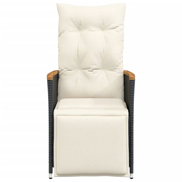 vidaXL Justerbara trädgårdsstolar 2 st med dynor svart konstrotting