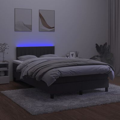 vidaXL Ramsäng med madrass & LED svart 120x190 cm sammet
