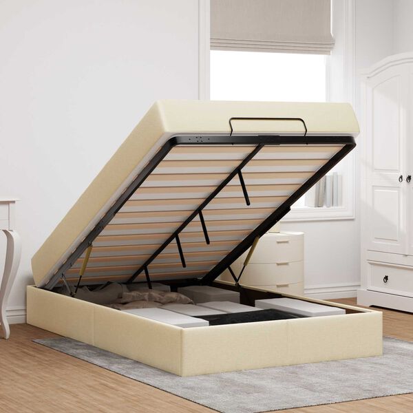 vidaXL S&auml;ngram med madrass med madrass 2 pcs Kr&auml;m tyg