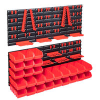 vidaXL Sortimentlådsats med väggpaneler 103 delar röd och svart