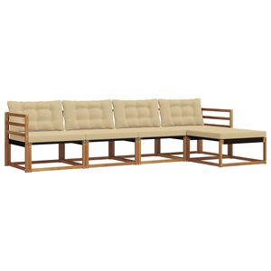 vidaXL Utomhussoffset med kudde 5 pcs Naturlig och Beige