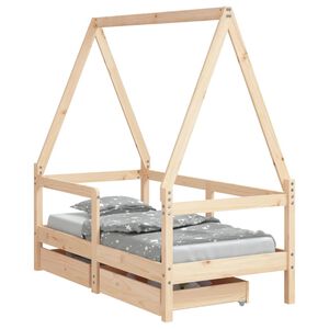 vidaXL S&auml;ngram f&ouml;r barns&auml;ng m. l&aring;dor 70x140 cm massiv furu