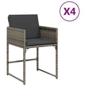 vidaXL Tr&auml;dg&aring;rdsstolar med dynor 4 st gr&aring; konstrotting