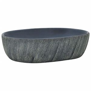vidaXL Handfat svart och gr&aring; oval 47x33x13 cm keramik