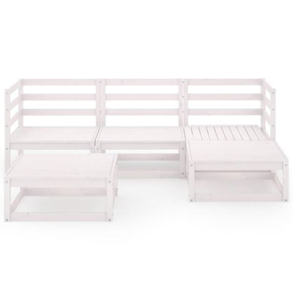 vidaXL Loungegrupp f&ouml;r tr&auml;dg&aring;rden 5 delar vit massiv furu