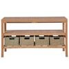 vidaXL Badrumsunderskåp med 4 korgar massiv teak 132x45x75 cm