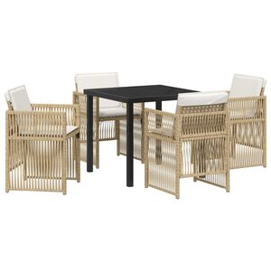 vidaXL Trädgårdsmöbelset 5 pcs Beige Poly rattan