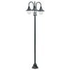 vidaXL Lyktstolpe f&ouml;r tr&auml;dg&aring;rd E27 220 cm aluminium 3 lyktor m&ouml;rkgr&ouml;n