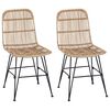 vidaXL Matsalsstol 2 st Rattan och St&aring;l Naturlig 41 x 55 x 85 cm
