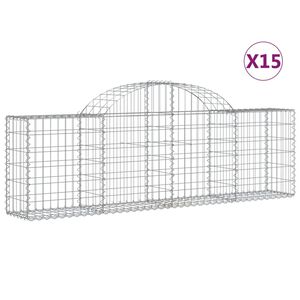vidaXL Gabioner b&aring;gformade 15 st 200x30x60/80 cm galvaniserat j&auml;rn