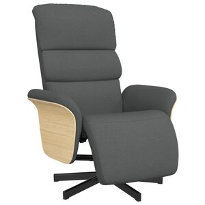 vidaXL Reclinerf&aring;t&ouml;lj med fotst&ouml;d m&ouml;rkgr&aring; tyg