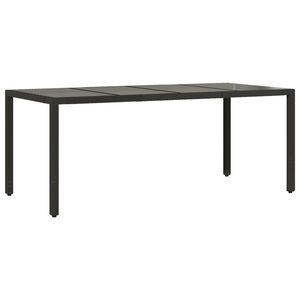 vidaXL Tr&auml;dg&aring;rdsbord med glasskiva svart 190x90x75 cm konstrotting