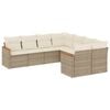 vidaXL Matgrupp f&ouml;r tr&auml;dg&aring;rden med dynor 8 delar beige konstrotting