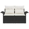 vidaXL Trädgårdsoffa med kudde Svart 141 x 62 x 69cm konstrotting