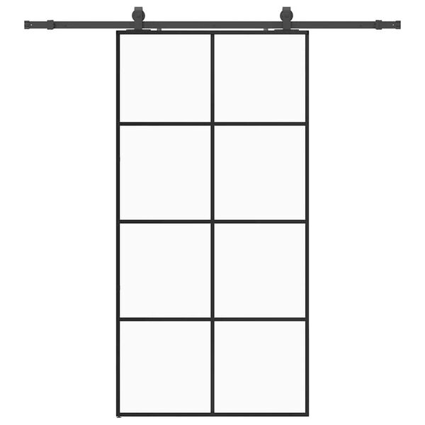 vidaXL Skjutd&ouml;rr med beslag svart 102,5x205 cm ESG-glas