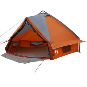 vidaXL T&auml;lt f&ouml;r 6 personer med tak Gr&aring; och orange 431 x 366 x 185 cm