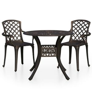 vidaXL Caf&eacute;set 3 delar gjuten aluminium brons
