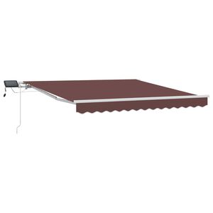 vidaXL Markis manuellt inf&auml;llbar med LEDs brun 300x250 cm