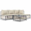 vidaXL Loungegrupp 5 delar med dynor antracit konstrotting