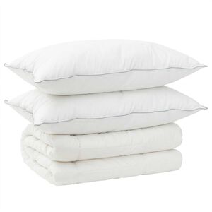 vidaXL T&auml;cke och kudde set 3 st 200x200 cm 4 &aring;rstider 350 GSM Ull Vit