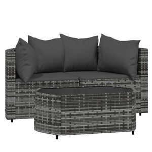 vidaXL Loungegrupp med dynor 3 delar konstrottning gr&aring;