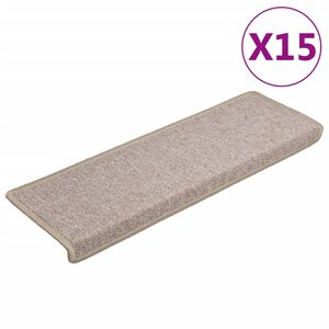 vidaXL Trappmattor 15 st 65x21x4 cm taupe rektangul&auml;r kant