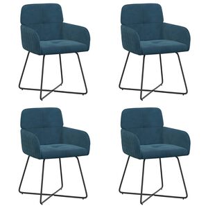 vidaXL Matstolar 4 st Sammet Bl&aring; 59 x 56,5 x 86 cm
