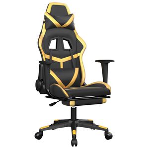 vidaXL Gamingstol med massage och fotst&ouml;d svart och guld konstl&auml;der