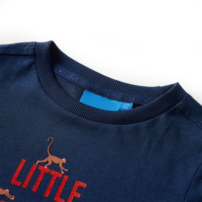 T-shirt med långa ärmar för barn marinblå 140