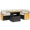vidaXL Loungegrupp med dynor 6 delar svart konstrotting