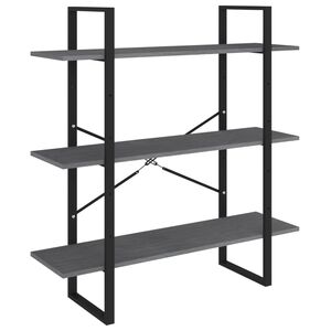 vidaXL Bokhylla 3 hyllplan gr&aring; 100x30x105 cm massiv furu