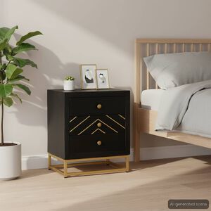 vidaXL S&auml;ngbord svart och guld 40x30x50 cm massivt mangotr&auml;