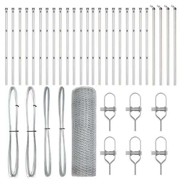 vidaXL Staket med stolpar Silver 0.6 x 50 m PVC-belagd stål