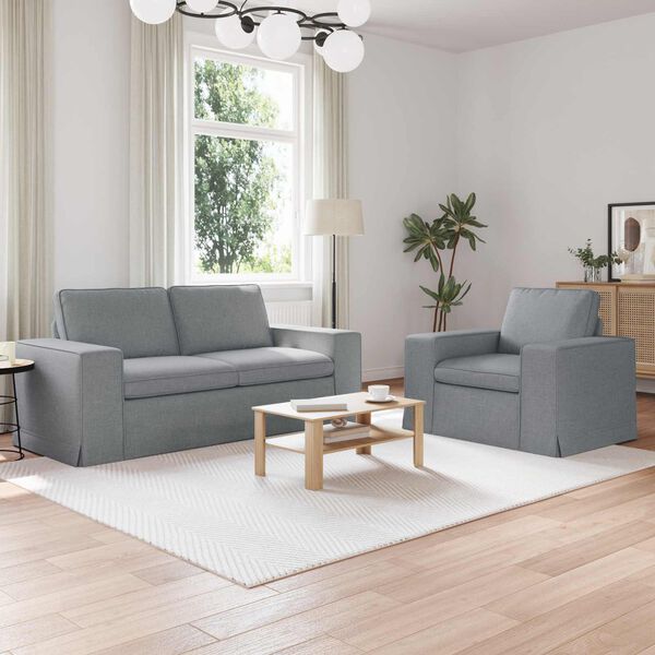 vidaXL Soffa 140cm 2 pcs Ljusgr&aring; Metall