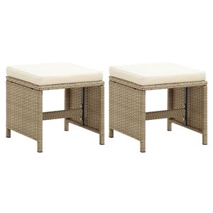 vidaXL Tr&auml;dg&aring;rdsstolar 2 st med dynor konstrotting beige