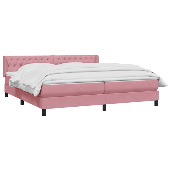 vidaXL Rams&auml;ng med madrass rosa 180x210 cm sammet