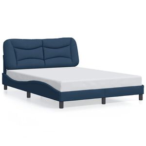 vidaXL Bed Frame without Mattress "Hvar" Blue 140x190 cm Fabric
