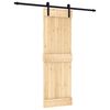 vidaXL Skjutd&ouml;rr Naturlig och svart 70 x 210 cm Massiv furutr&auml;d&ouml;rr