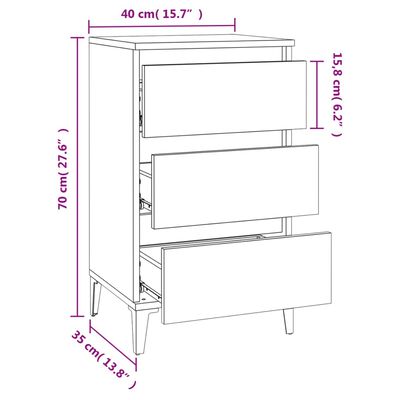 vidaXL Sängbord sonoma-ek 40x35x70 cm konstruerat trä