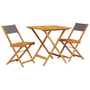 vidaXL Caf&eacute;set 3 delar antracit tyg och massivt tr&auml;
