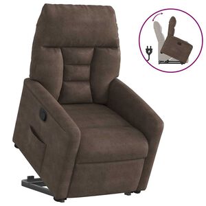 vidaXL Reclinerf&aring;t&ouml;lj med uppresningshj&auml;lp brun mikrofibertyg