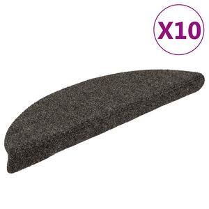 vidaXL Trappmattor sj&auml;lvh&auml;ftande 10 st 56x17x3 cm antracit halvrunda