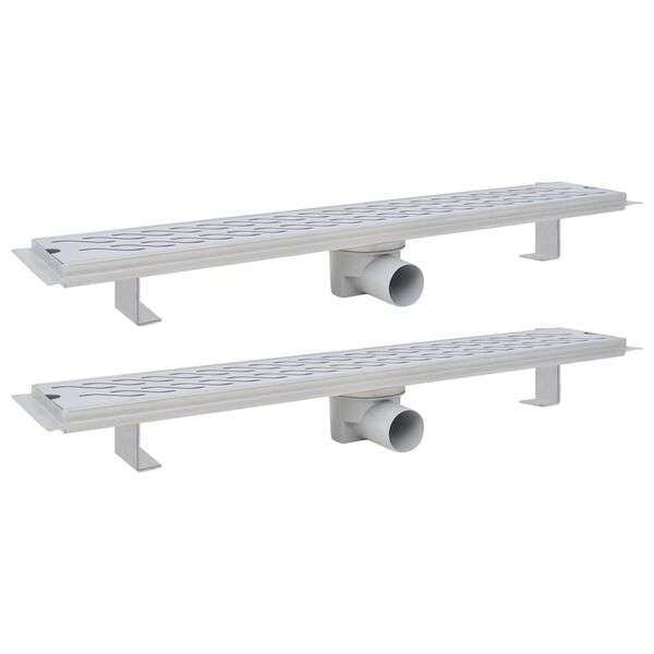 vidaXL Avlång golvbrunn 2 st vågig rostfritt stål 730x140 mm