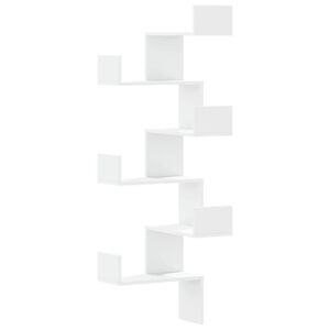 vidaXL Vägghylla hörn vit 45x45x147 cm konstruerat trä