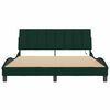 vidaXL Bed Frame with LED without Mattress "Hanko" Dark Green 160x200 cm Velvet