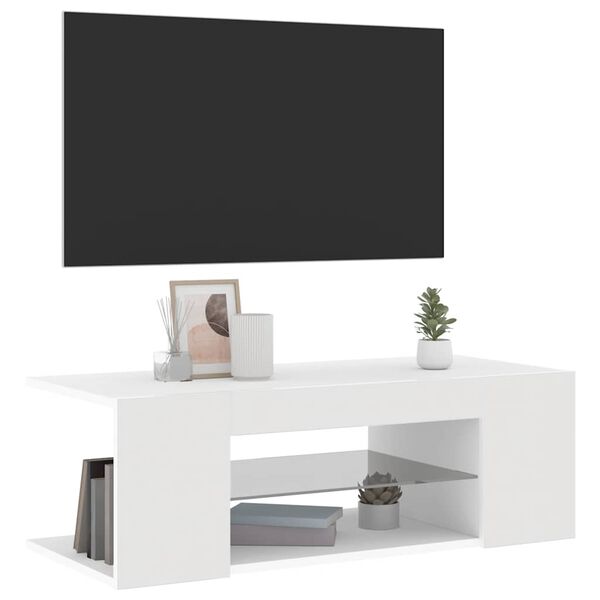 vidaXL TV-b&auml;nk med LED-belysning vit 90x39x30 cm