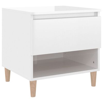 vidaXL Sängbord vit högglans 50x46x50 cm konstruerat trä